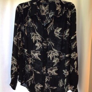 Faith & Zoe Black and Cream Floral Blouse SZ 3X